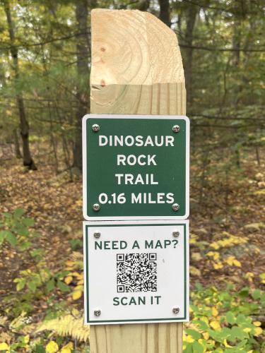 trail junction sign in October at Prospect Hill near Waltham in northeast MA