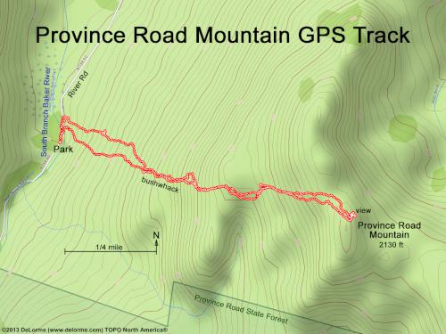 GPS track at Province Road Mountain in western New Hampshire