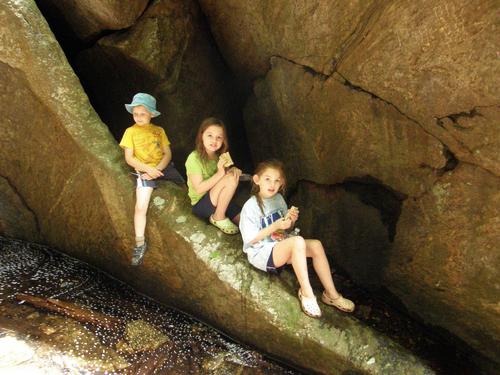 young hikers at Pulpit Rock in New Hampshire
