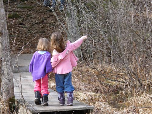 young hikers at Pulpit Rock Conservation Area in New Hampshire