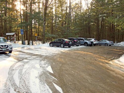 parking lot in January at Pulpit Rock Conservation Area in New Hampshire
