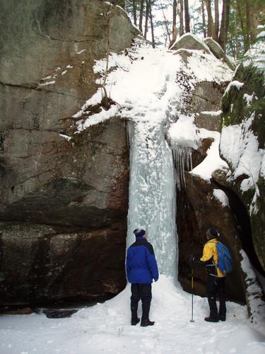 winter hikers at Pulpit Rock Conservation Area in New Hampshire