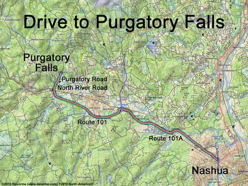 Purgatory Falls Brook Preserve drive route