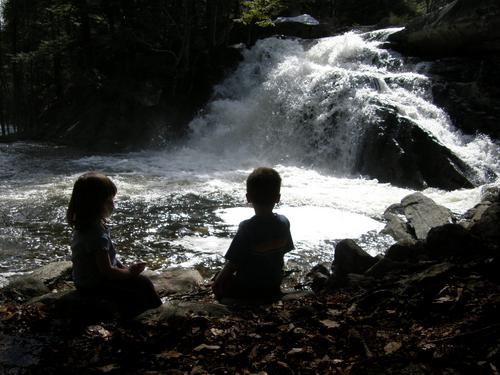 young visitors at Lower Purgatory Falls in New Hampshire