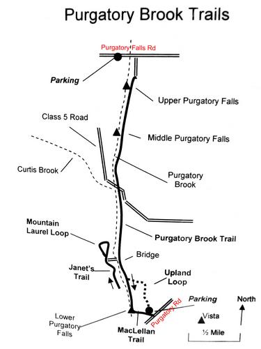 Purgatory Falls trail map in New Hampshire