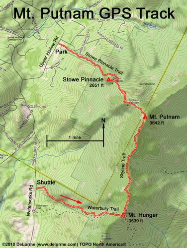 Mount Putnam GPS track in Vermont