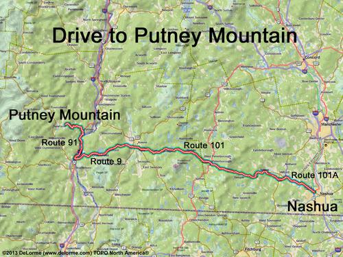 Putney Mountain drive route