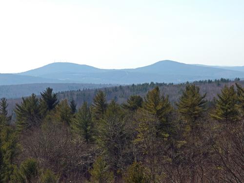 view of the Uncanoonuc Mountains from Quimby Mountain in southern New Hampshire