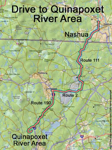 Quinapoxet River Area drive route