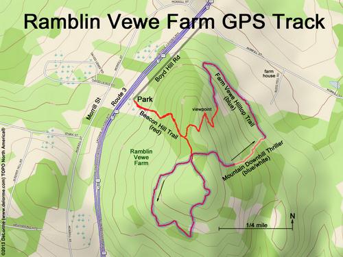 GPS track at Ramblin Vewe Farm in the Lakes Region of New Hampshire