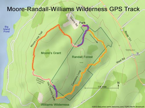 GPS track at Moore-Randall-Williams Wilderness in Hampstead, New Hampshire