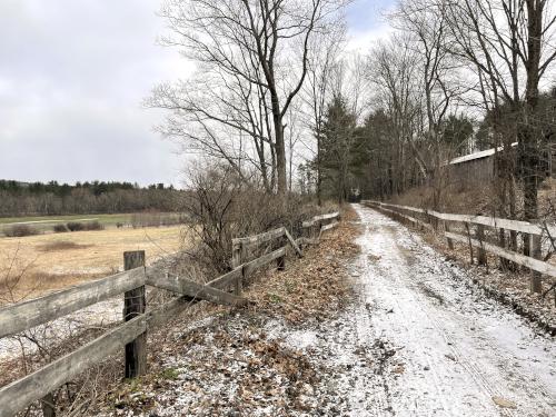 rail trail in March to Rattlesnake Hill near Hopkinton in southern New Hampshire