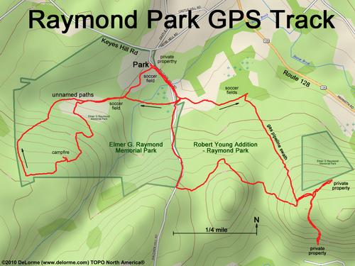 GPS track through Raymond Park in Pelahm, NH