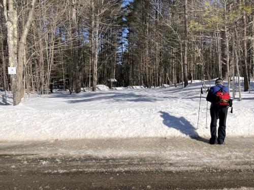 parking lot in February at Red Hill River Conservation Area near Sandwich in central New Hampshire