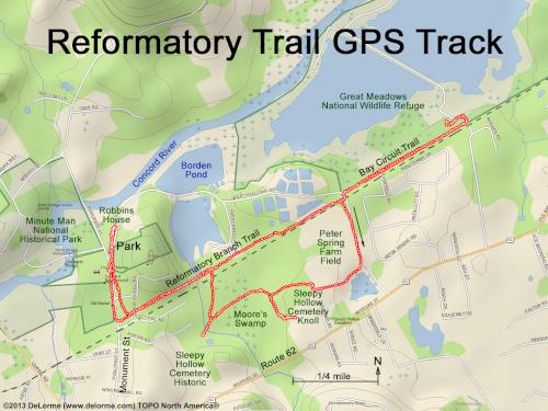 GPS track at Reformatory Trail near Concord, Massachusetts