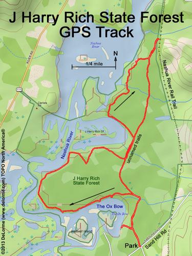 GPS track at J Harry Rich State Forest in northeastern Massachusetts