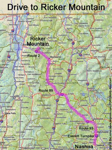 Ricker Mountain drive route