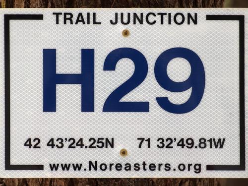 junction trail sign at Rideout Property in southern New Hampshire