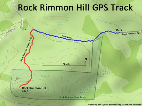 GPS track to Rock Rimmon Hill in southeastern New Hampshire