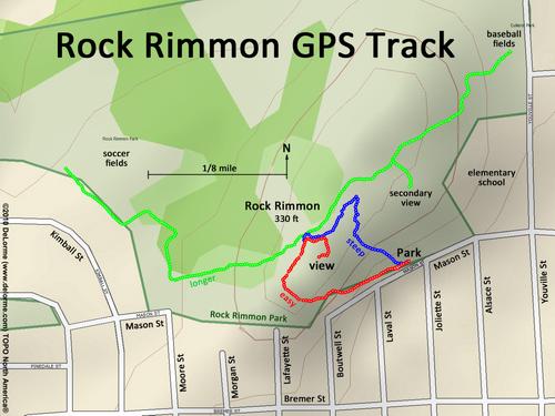 GPS track to Rock Rimmon at Manchester in New Hampshire