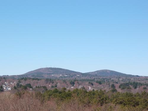 view of the Uncanoonuc Mountains in southern New Hampshire from the summit of Rock Rimmon in Manchester