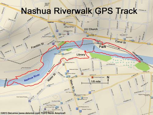 GPS track on the Nashua Riverwalk in New Hampshire