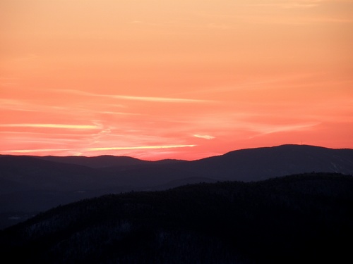 sunset as seen from the trail to Mount Roberts in New Hampshire