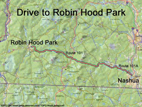 Robin Hood Park drive route