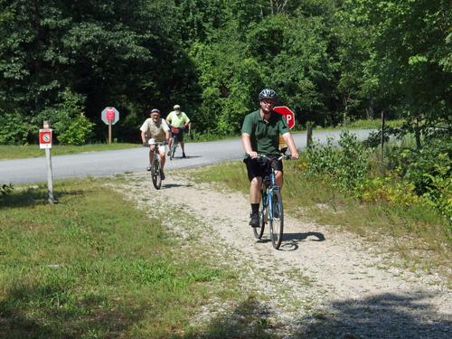 bikers on the Rockingham Recreational Trail in southern New Hampshire