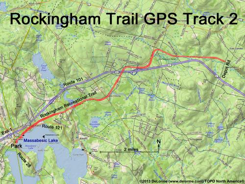 GPS track on the Rockingham Recreational Trail in southern New Hampshire