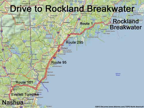 Rockland Breakwater drive route