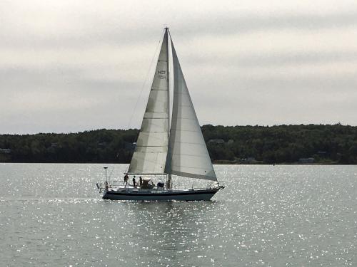 sailboat in September at Rockland Breakwater in Maine