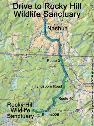 Rocky Hill Wildlife Sanctuary drive route