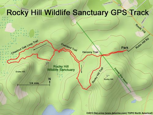 GPS track at Rocky Hill Wildlife Sanctuary in northeastern Massachusetts