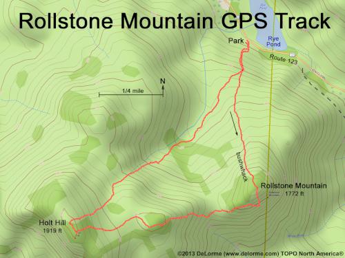 GPS track to Rollstone Mountain and Holt Hill in southwestern New Hampshire