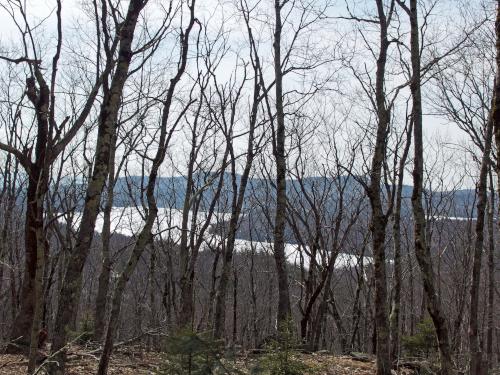 view of Nubanusit Lake in April from Rollstone Mountain in southwestern New Hampshire