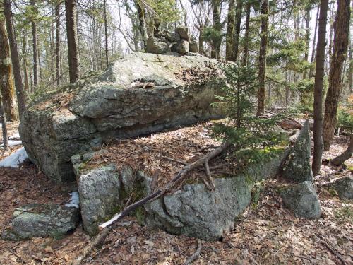 huge boulder at the summit of Rollstone Mountain in southwestern New Hampshire