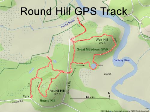 GPS track in December at Round Hill in eastern MA