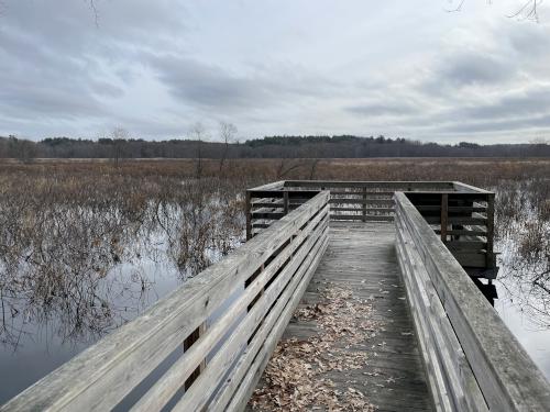 viewing platform in December over Sudbury River Marsh near Round Hill in eastern MA
