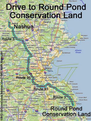 Round Pond Conservation Land drive route