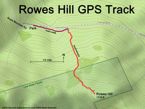 GPS track to Rowes Hill in New Hampshire