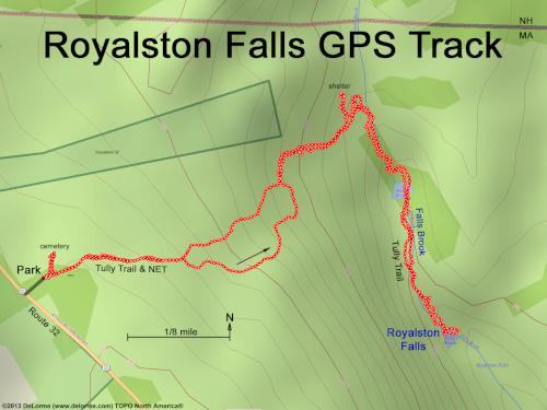 GPS track in December at Royalston Falls in northern Massachusetts