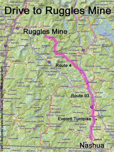 Ruggles Mine drive route