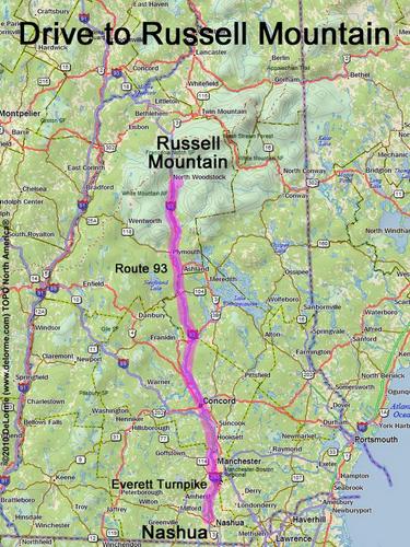 Russell Mountain drive route