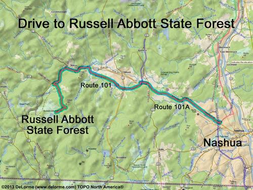Russell Abbott State Forest drive route