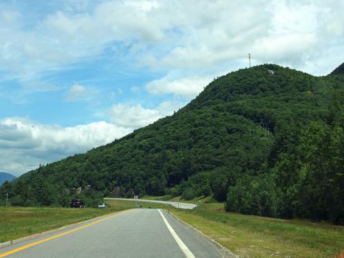 view from Route 93 of Russell Crag near Franconia Notch in New Hampshire
