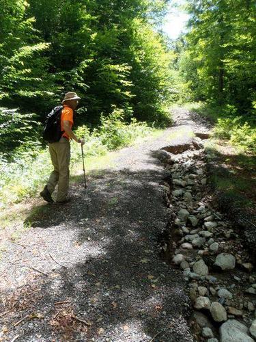 Fred hikes up the service road to Russell Crag in New Hampshire