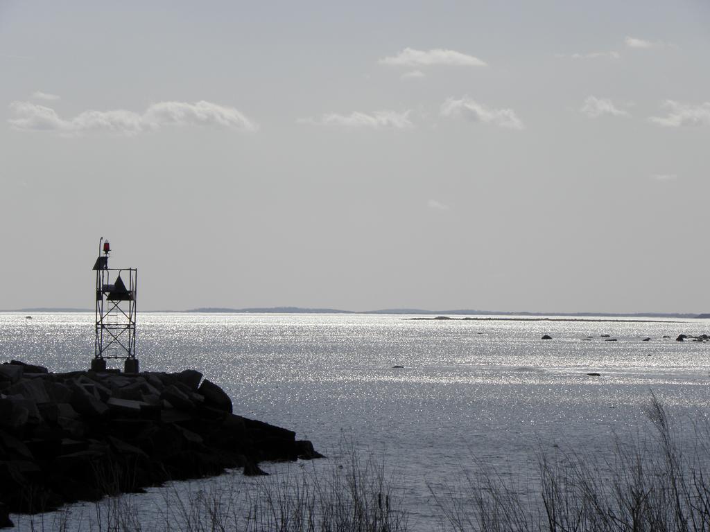 breakwater in March at Rye Harbor State Park in New Hampshire