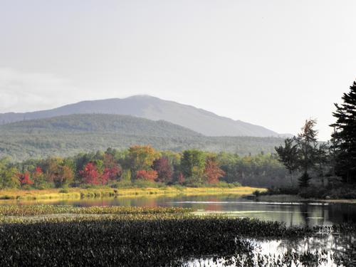 view of Saddleback Mountain from Silver Lake in Maine