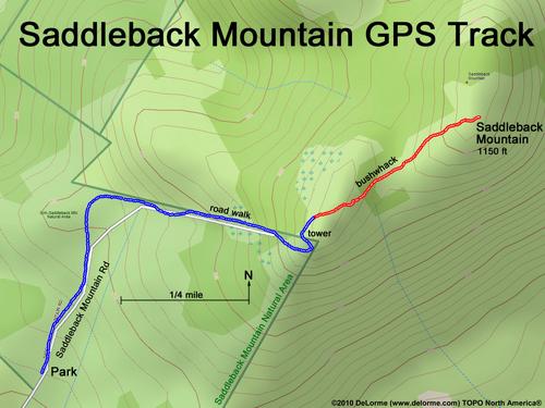 GPS track to Saddleback Mountain in southern New Hampshire